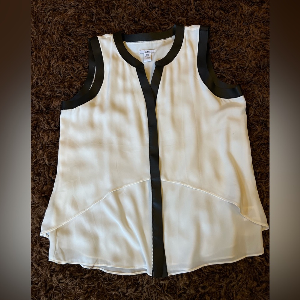 Bar III cream & black sleeveless blouse.  Size large